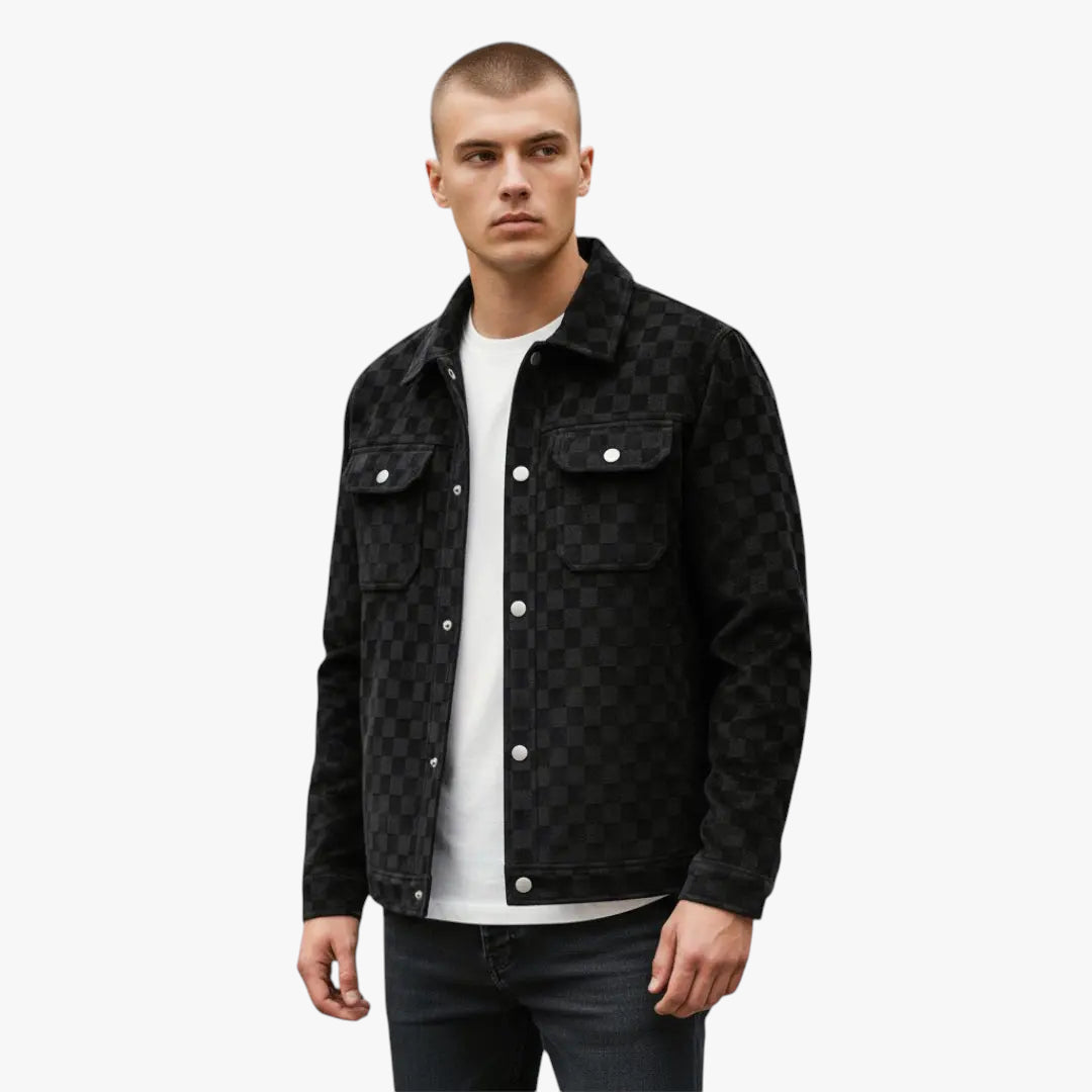 Men's Textured Check Overshirt | Lightweight Trucker Style