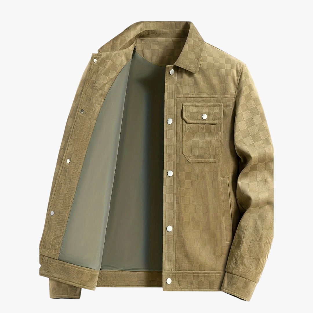 Men's Textured Check Overshirt | Lightweight Trucker Style