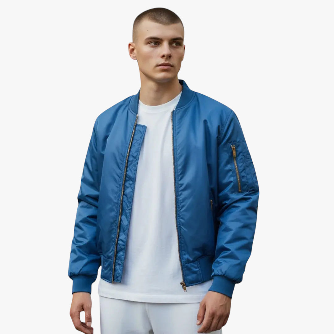 Men's Classic Flight Bomber Jacket | Contrast Orange Lining