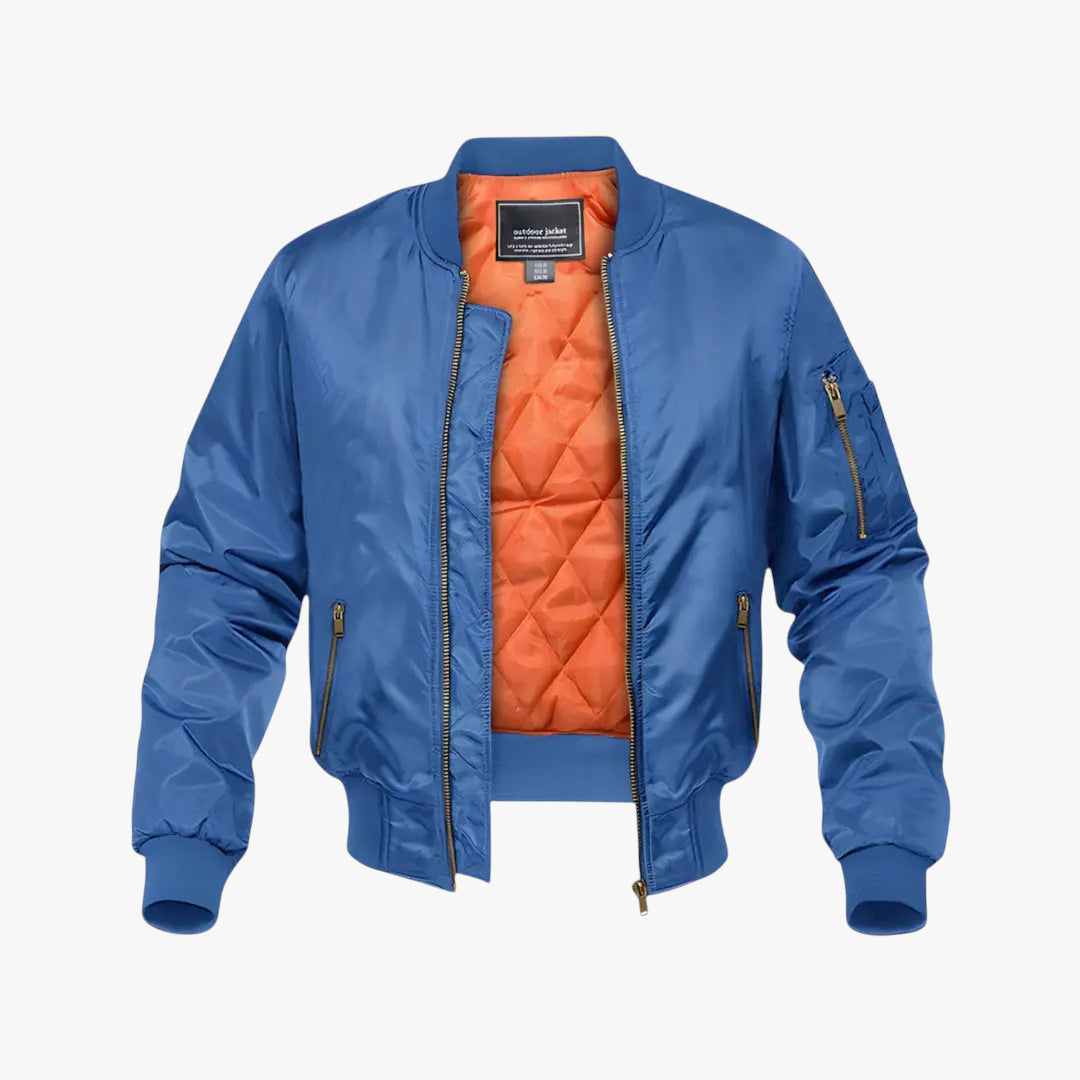 Men's Classic Flight Bomber Jacket | Contrast Orange Lining