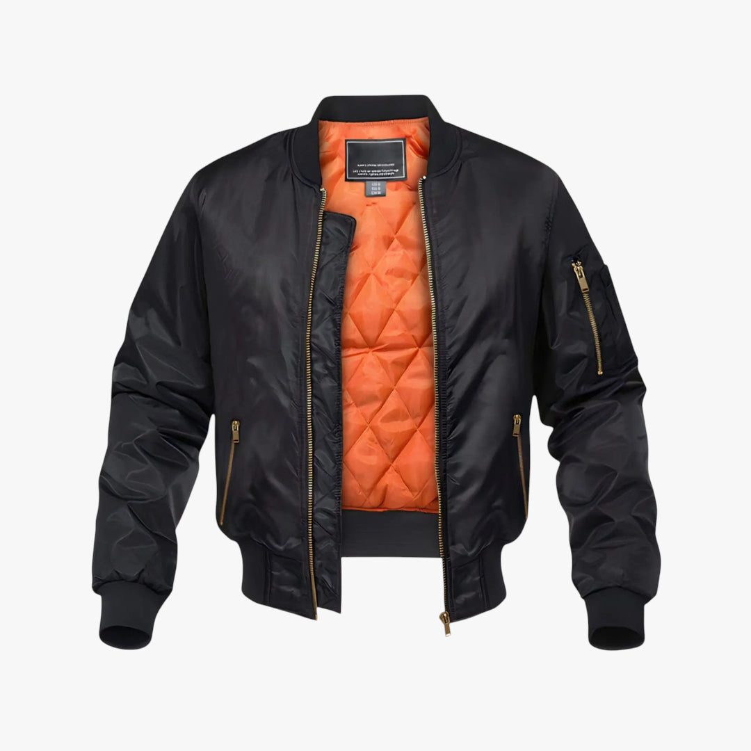 Men's Classic Flight Bomber Jacket | Contrast Orange Lining