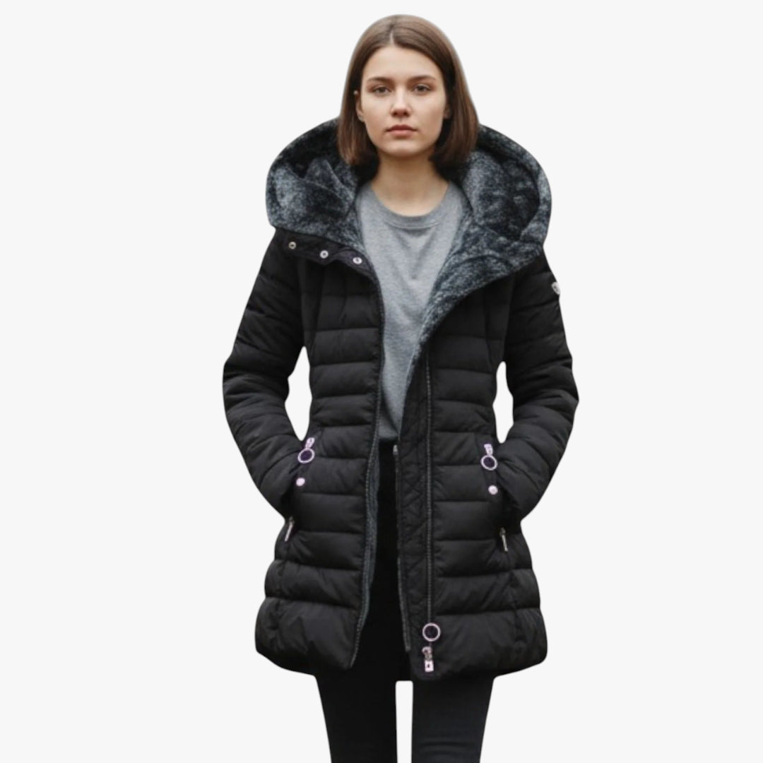 Women’s Hooded Coat with Zip Closure and Lined