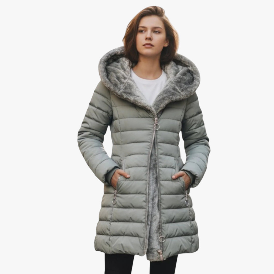 Women’s Hooded Coat with Zip Closure and Lined