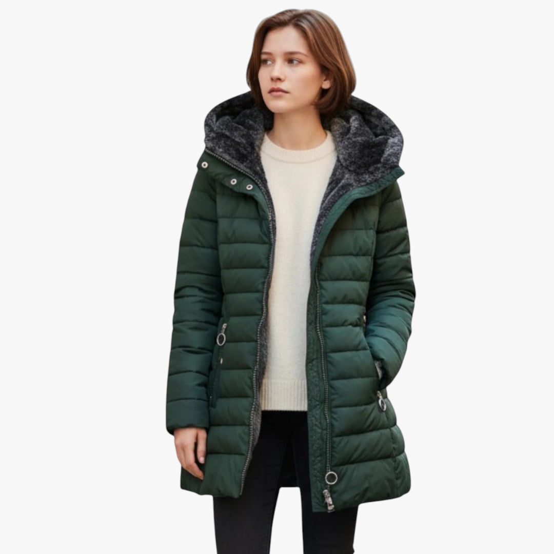 Women’s Hooded Coat with Zip Closure and Lined