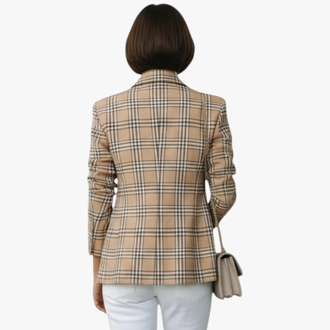 Women’s Double-Breasted Plaid Blazer | Tailored Fit