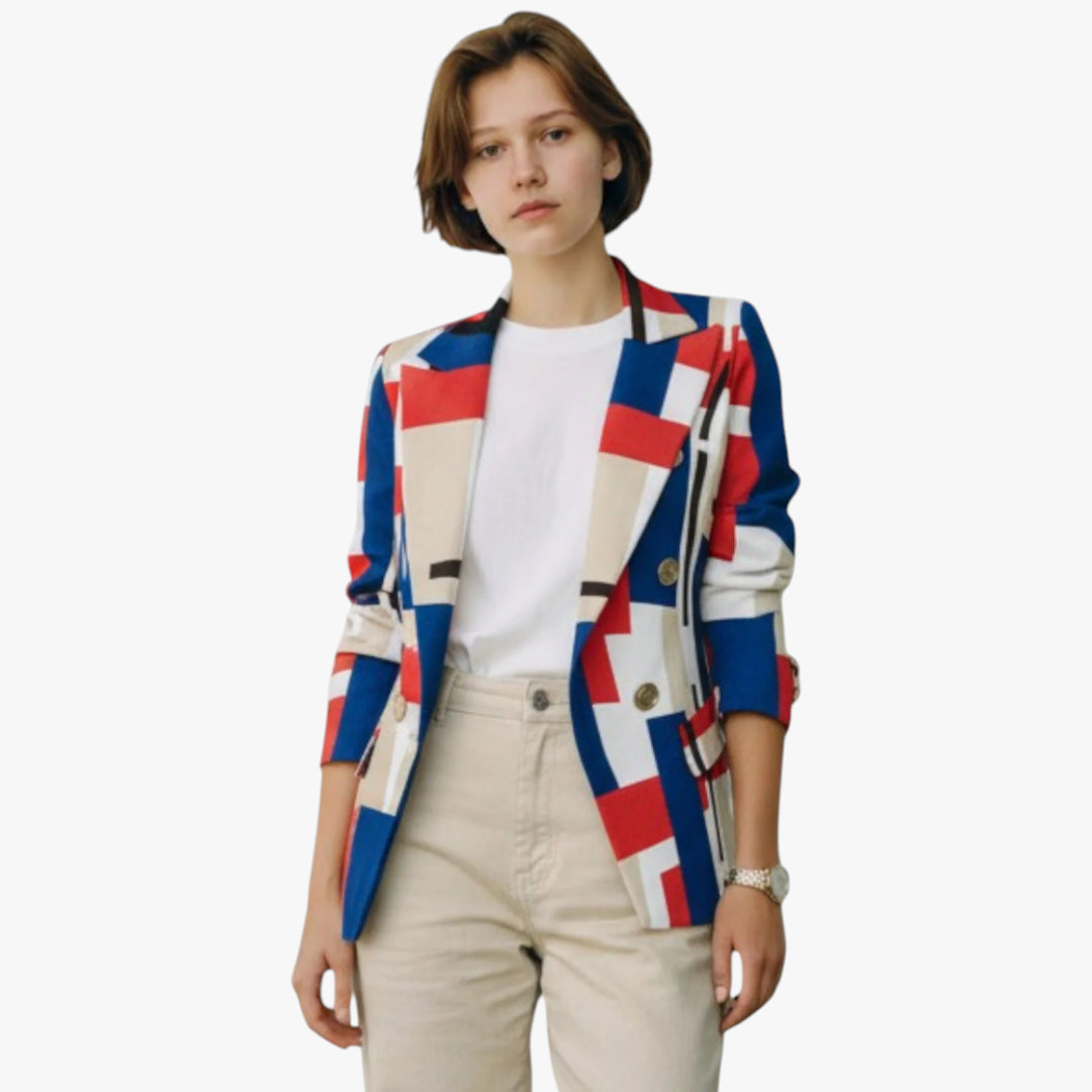 Women’s Double-Breasted Plaid Blazer | Tailored Fit