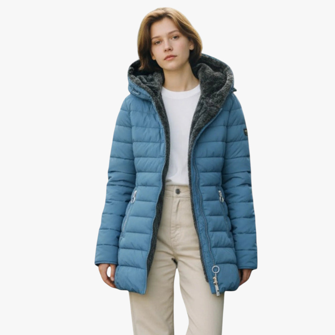 Women’s Hooded Coat with Zip Closure and Lined