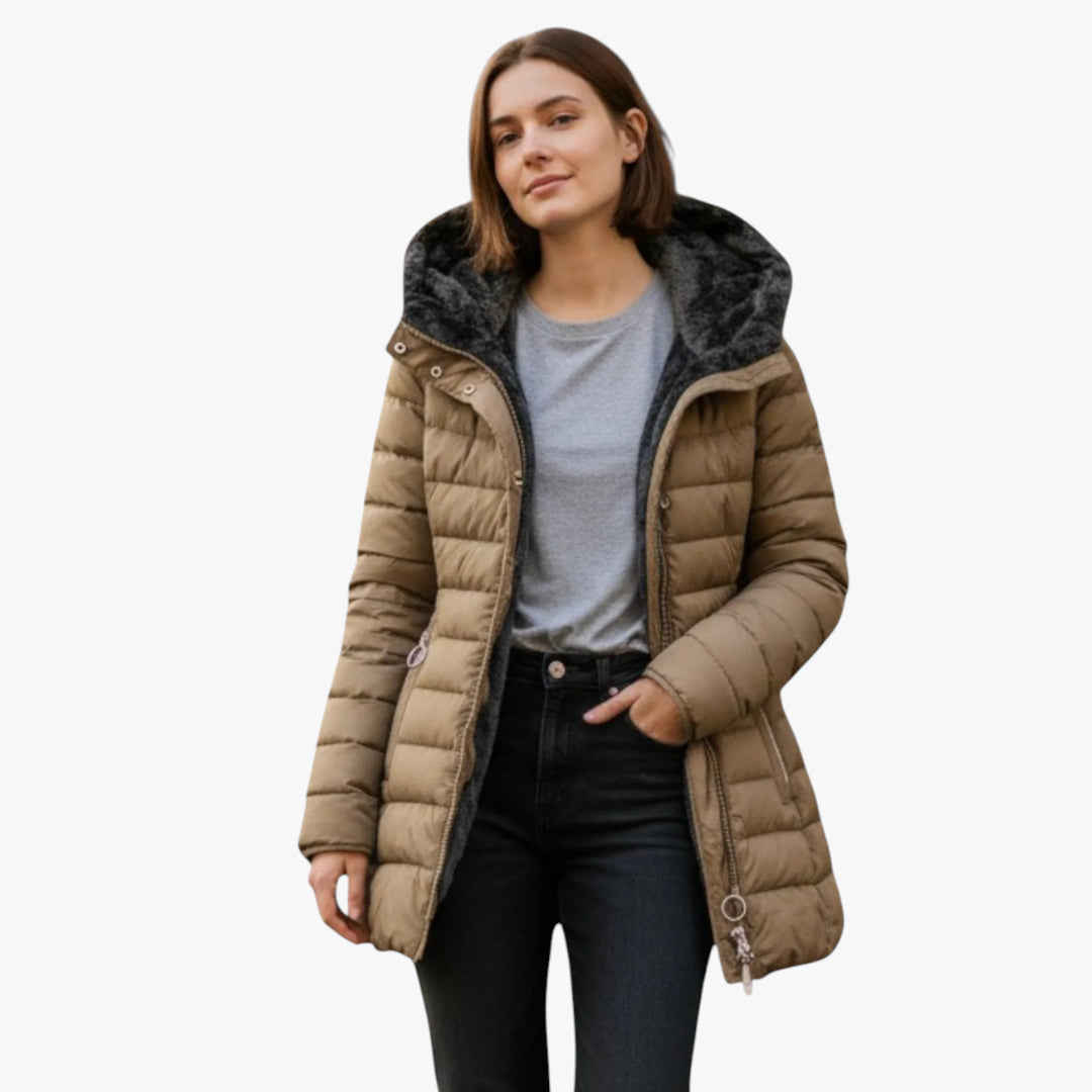 Women’s Hooded Coat with Zip Closure and Lined