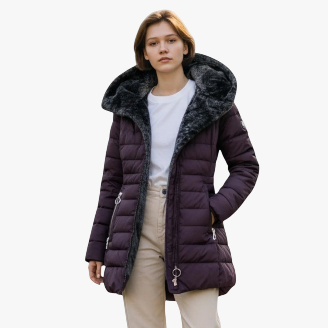 Women’s Hooded Coat with Zip Closure and Lined