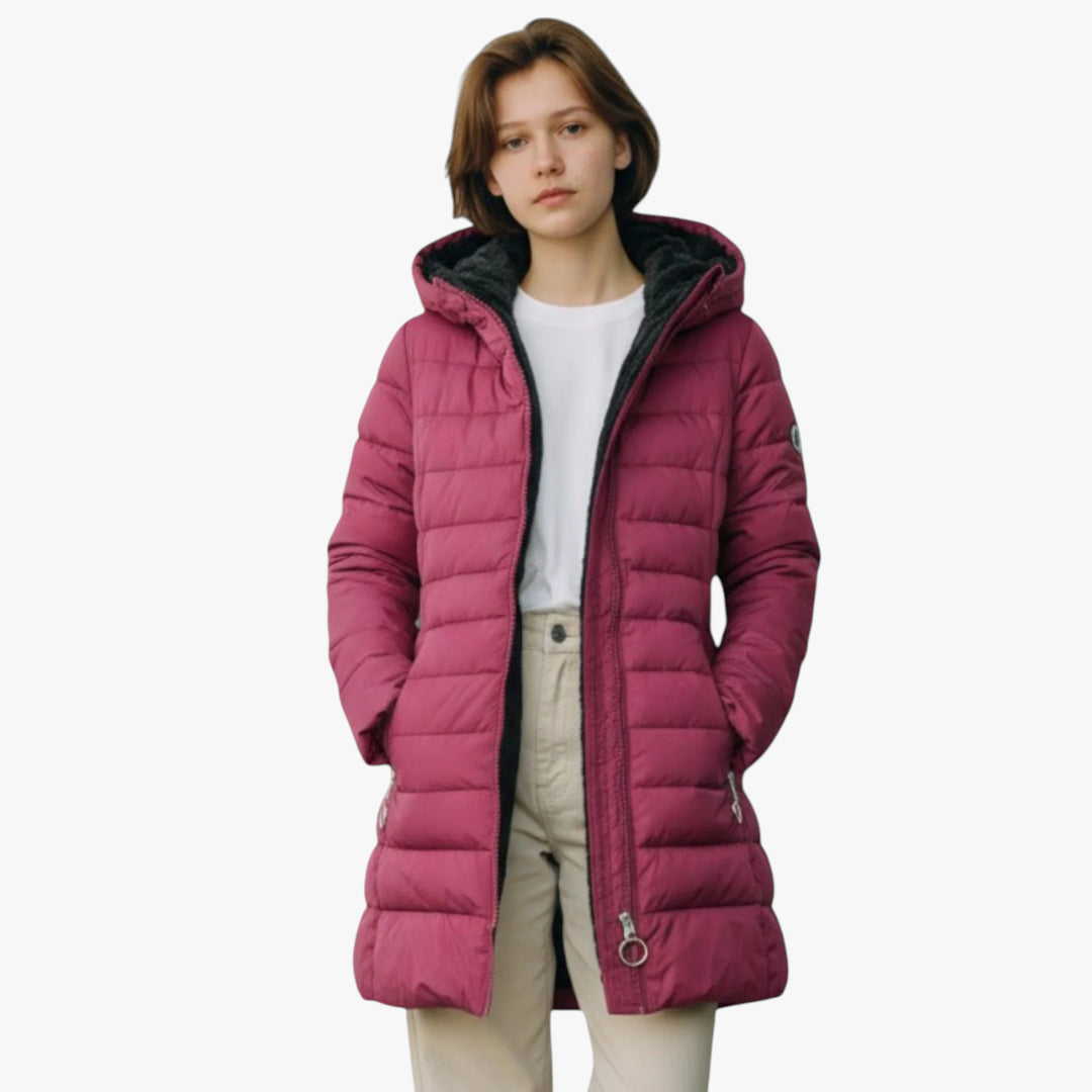 Women’s Hooded Coat with Zip Closure and Lined